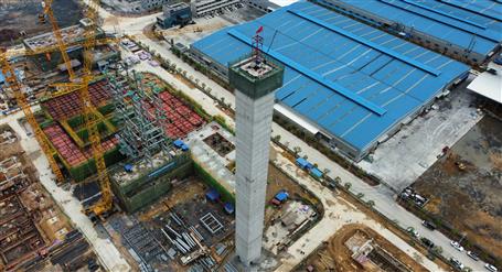 80米高煙囪、提前14天封頂！